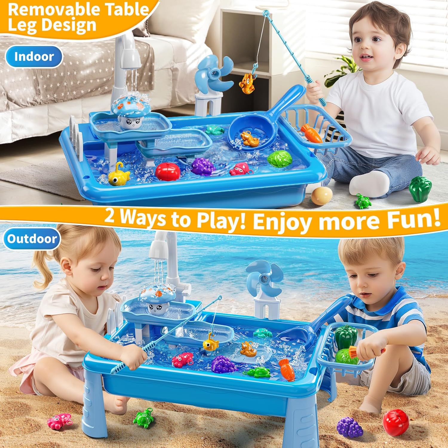 子供用ウォーターテーブル遊び場シンクおもちゃ、流水付き屋外キ - Kids Outdoor Play Table のレビューと価格