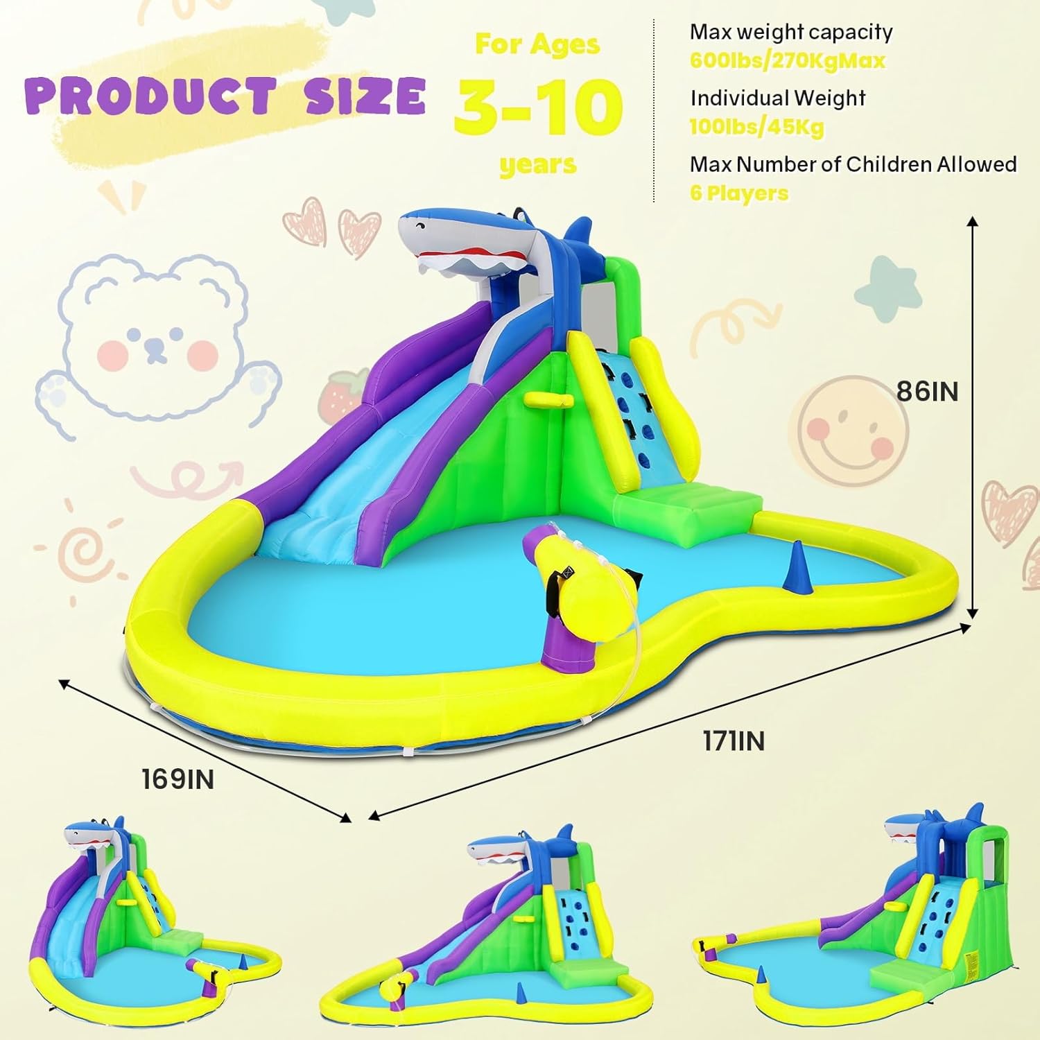 13x14フィートのインフレータブルバウンスハウス（ウォータ - Kids Outdoor Inflatable のレビューと価格