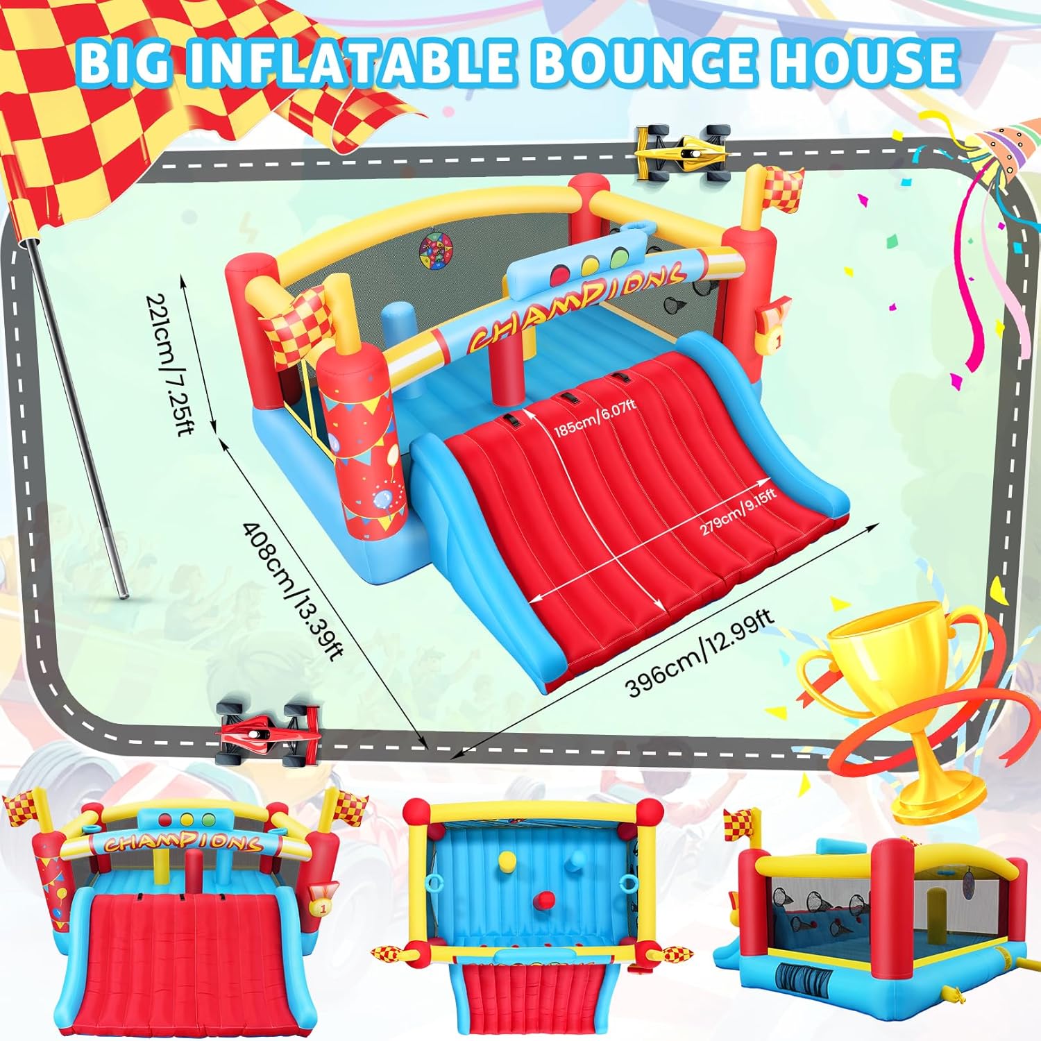 大きな子供向けインフレータブルバウンスハウス、13フィート屋 - Kids Outdoor Inflatable のレビューと価格