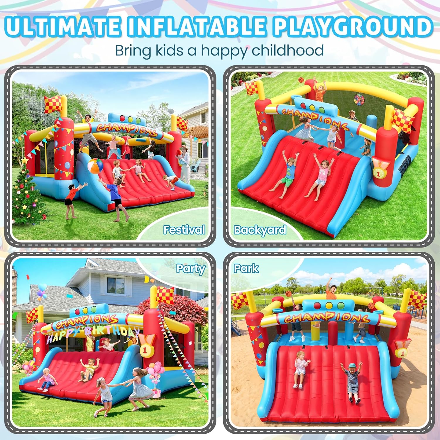 大きな子供向けインフレータブルバウンスハウス、13フィート屋 - Kids Outdoor Inflatable のレビューと価格