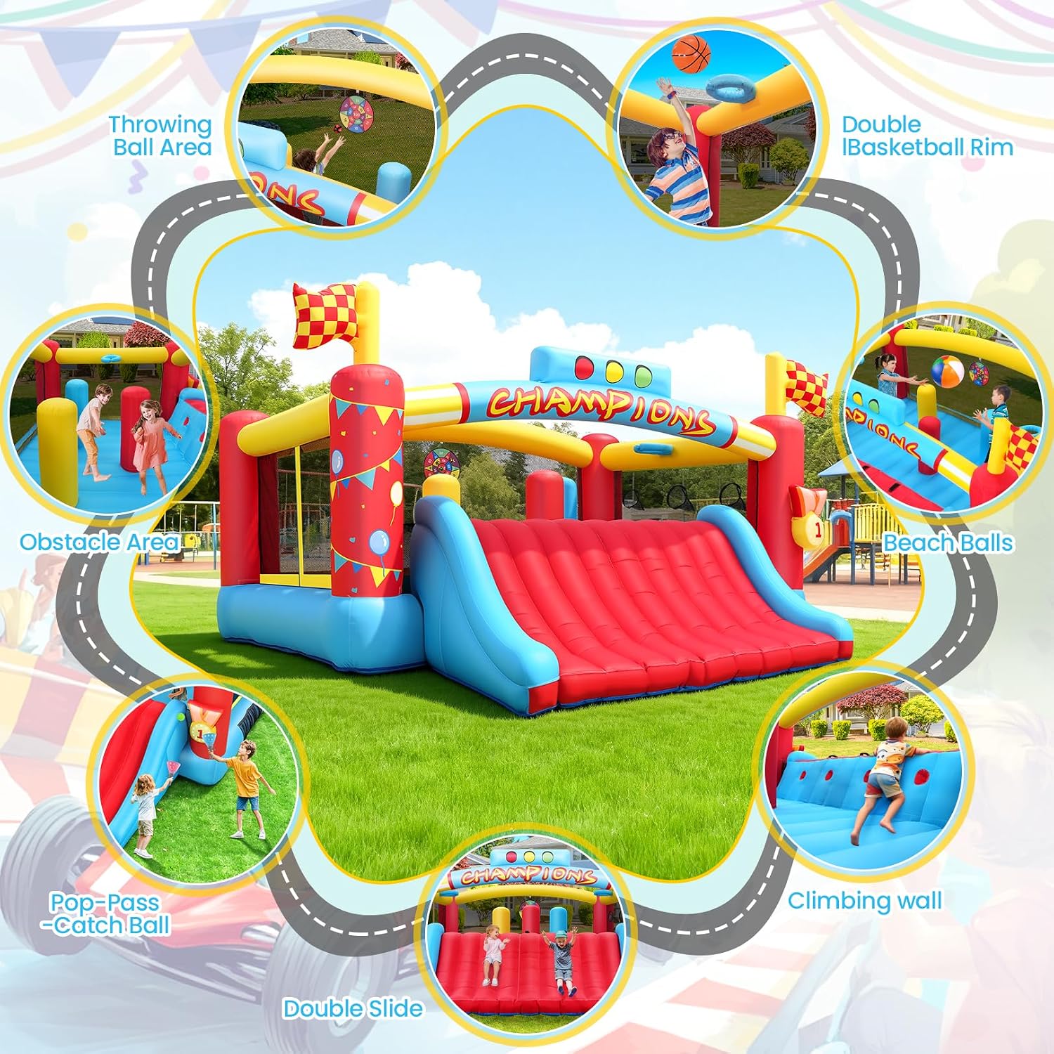 大きな子供向けインフレータブルバウンスハウス、13フィート屋 - Kids Outdoor Inflatable のレビューと価格