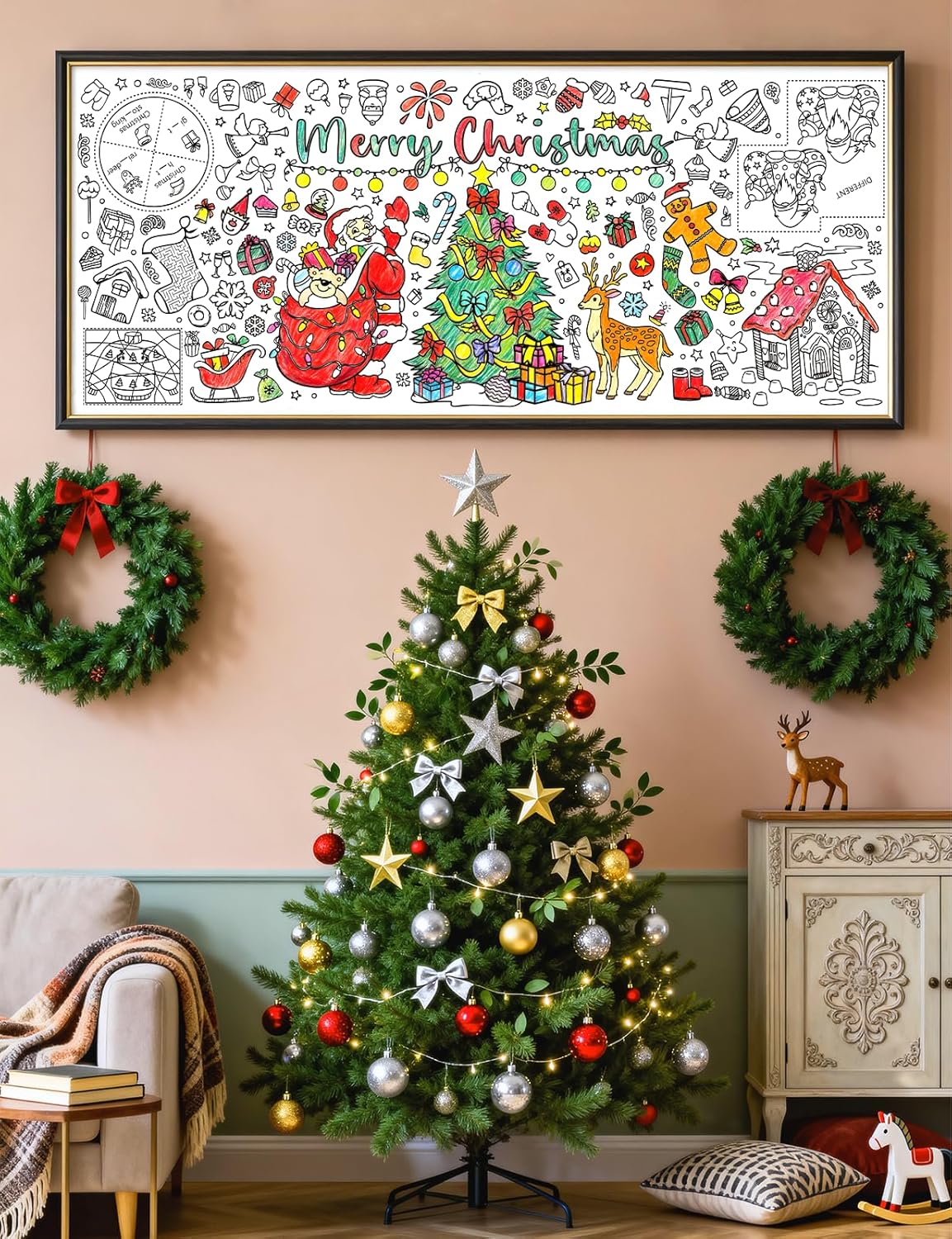 クリスマス巨大塗り絵ポスター テーブルクロス 子供用塗り絵テ - Kids Outdoor Xmas Gifts のレビューと価格