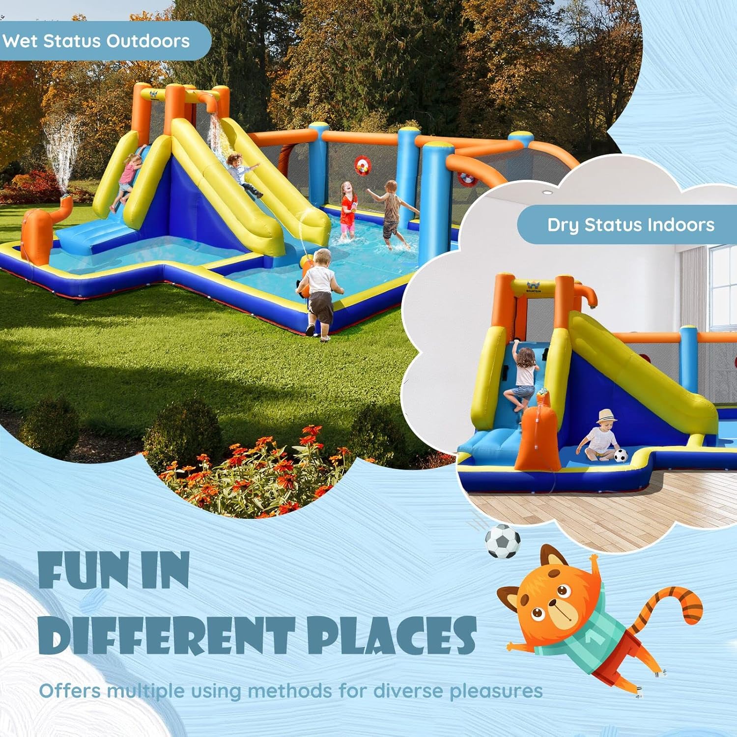 インフレータブルウォータースライド、デュアルキャノン付きウォ - Kids Outdoor Inflatable のレビューと価格