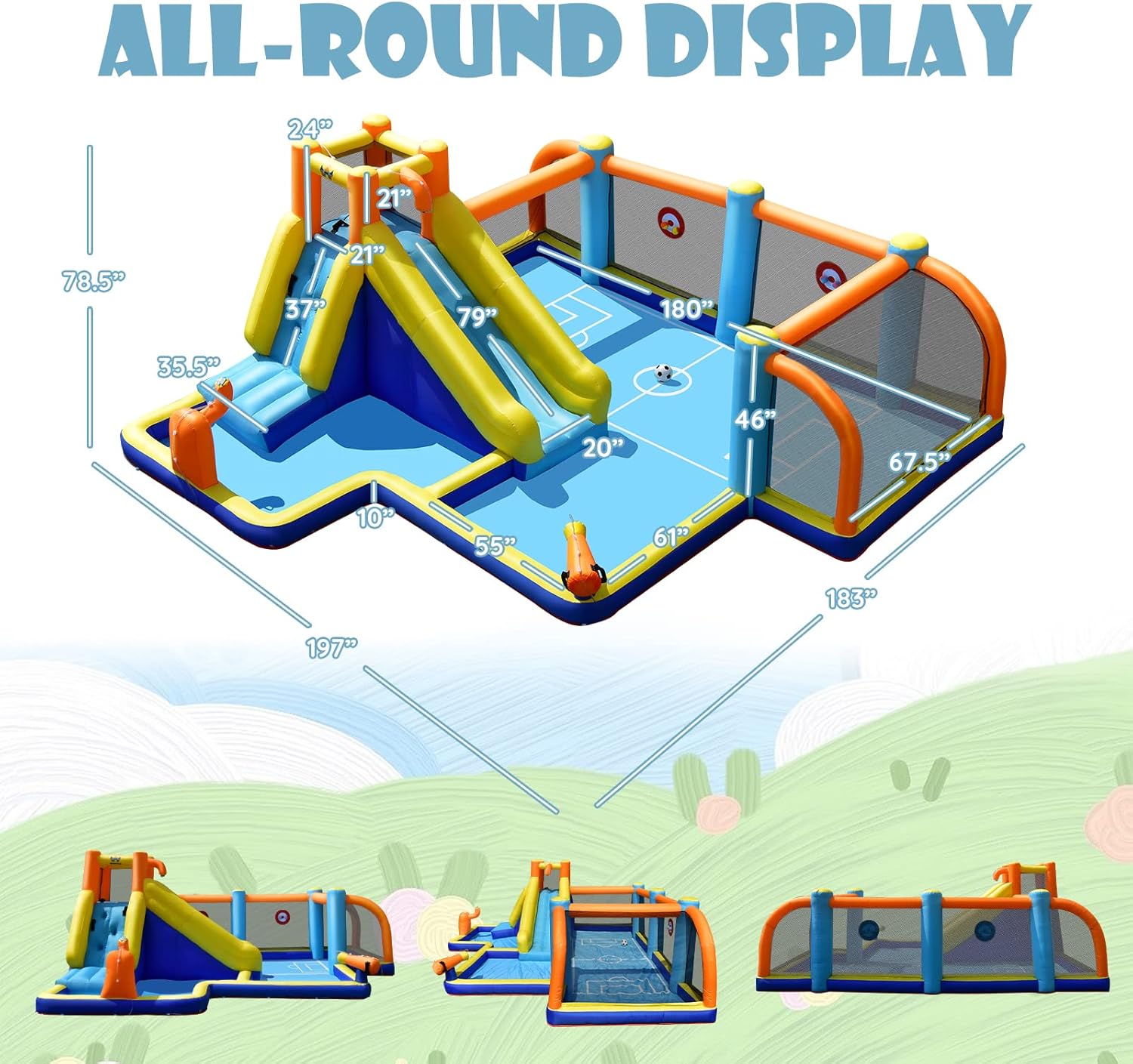 インフレータブルウォータースライド、デュアルキャノン付きウォ - Kids Outdoor Inflatable のレビューと価格