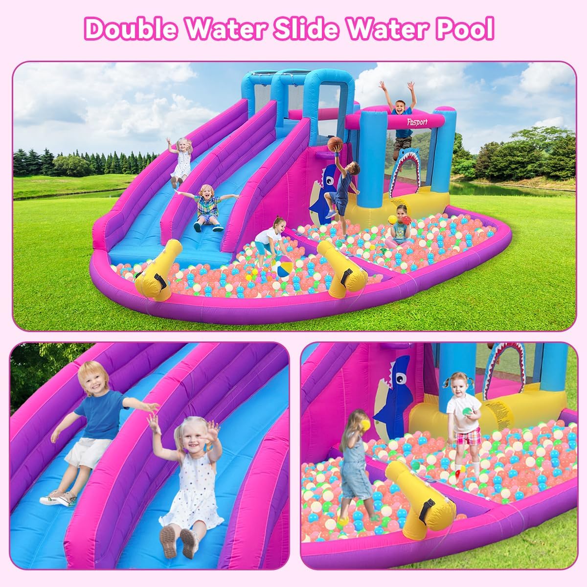 子供用ツインウォータースライドインフレータブルバウンスハウス - Kids Outdoor Inflatable のレビューと価格