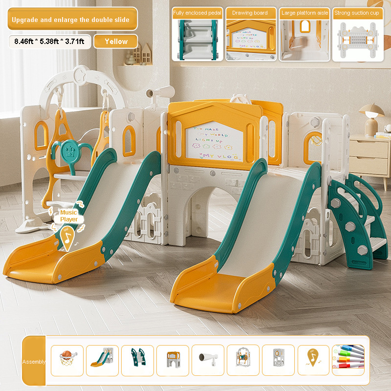 ダブルスライドセット幼児用屋内キッズクライマーバスケットボー - Kids Outdoor Swing Set With Slide のレビューと価格