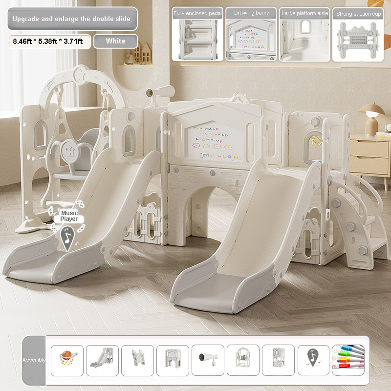 ダブルスライドセット幼児用屋内キッズクライマーバスケットボー - Kids Outdoor Swing Set With Slide のレビューと価格