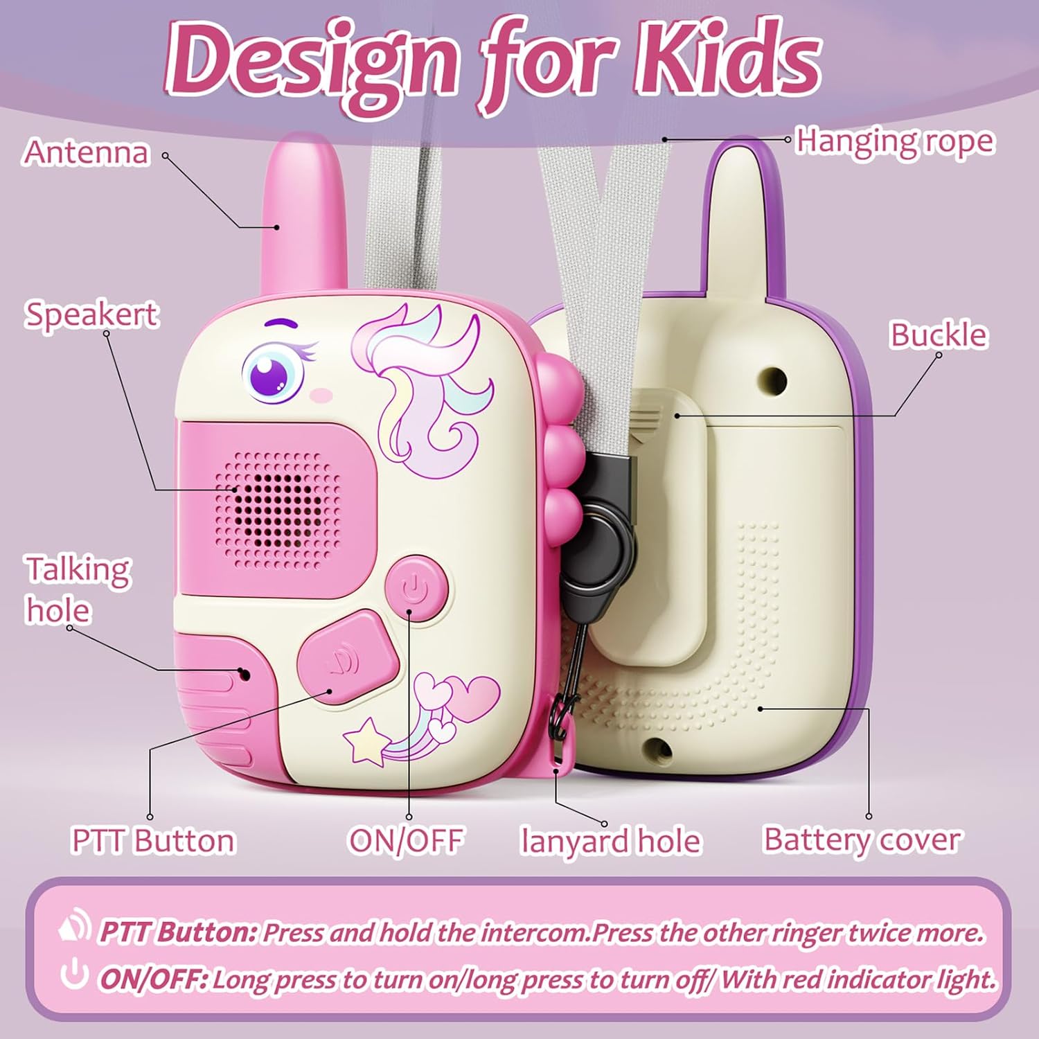 子供用トランシーバーおもちゃ2個、3～9歳の女の子へのユニコ - Kids Outdoor Xmas Gifts のレビューと価格